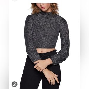 BCBG Generation Metallic Cropped  Cutout Blouse. NWOT